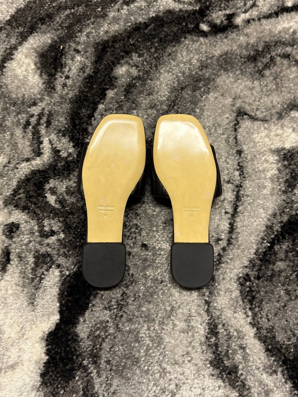 Miu Miu Matelassé Nappa Leather Slides Black and Gold Womens Size 7 or 8 - Picture 6 of 6